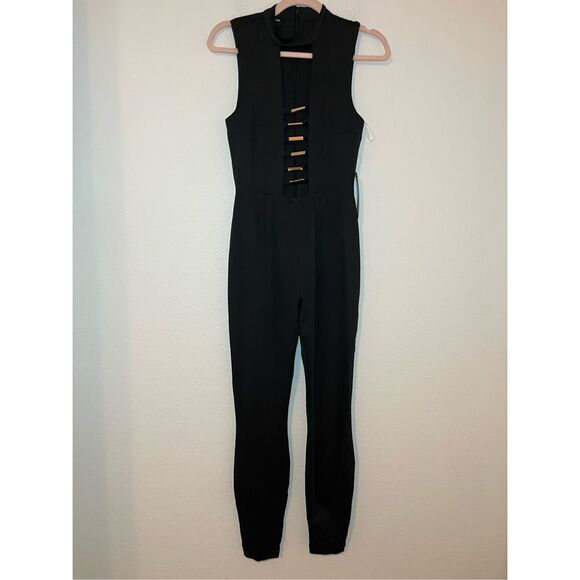 bebe Pants - Bebe Bar Detail Sleeveless Jumpsuit NEW NWT